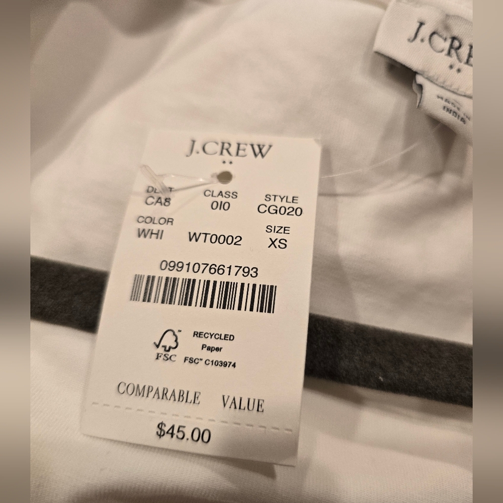 NWT J.Crew Cap-sleeve stretch cotton-blend squareneck tank top white xs $45 - Picture 6 of 10